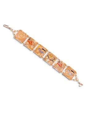 1940’s Mother of Pearl Celluloid Car Themed Novelty Panel Bracelet